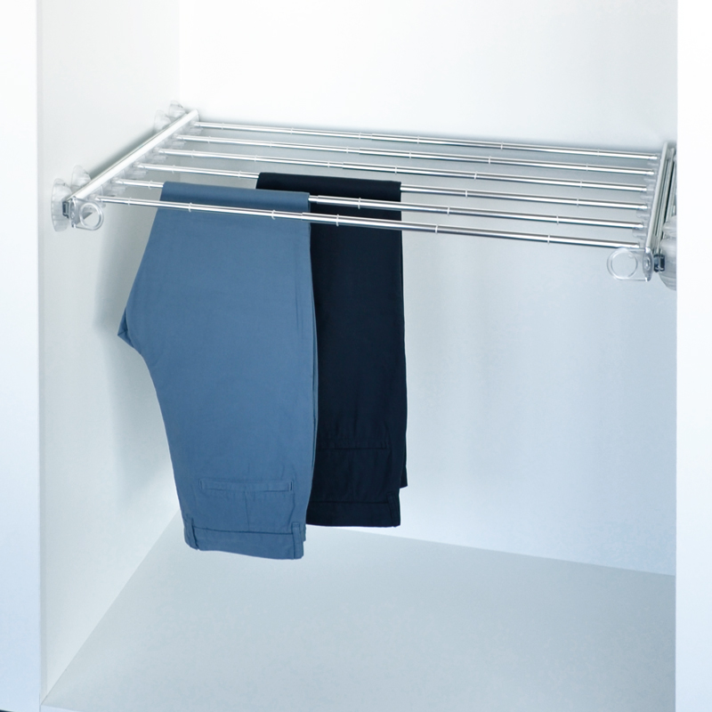 Pull-out width adjustable trousers rack transparent-bright aluminium 1